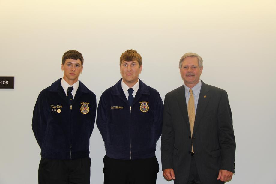 Lisbon FFA Students-July 2013- Senator Hoeven meets with Lisbon FFA students.
